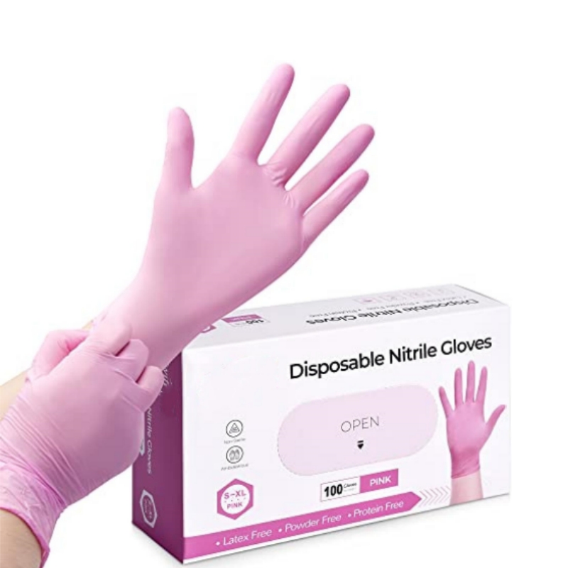 Disposable Gloves Nitrile - Luvas Descartáveis de Nitrilo Rosa para